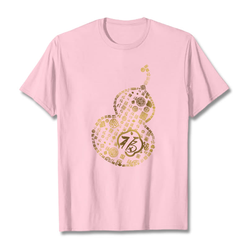 Buddha Stones Gourd Fu Character Design Tee T-shirt - LightPink - 2XL - image 12