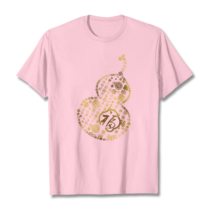 Buddha Stones Gourd Fu Character Design Tee T-shirt - LightPink - 2XL - image 12