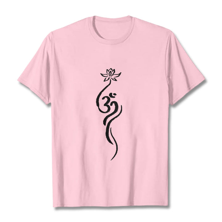 Buddha Stones Lotus Flower Om Design Tee T-shirt - LightPink - 2XL - image 12