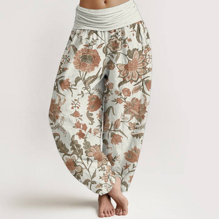Buddha Stones Pure Cotton Sunflower Pattern Women's Elastic Waist Harem Pants - Bisque - US22，UK/AU26，EU54 (6XL) - image 0