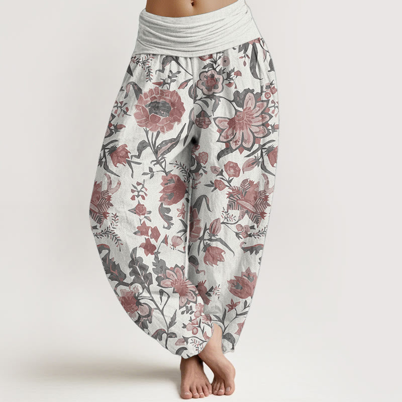 Buddha Stones Pure Cotton Sunflower Pattern Women's Elastic Waist Harem Pants - LavenderBlush - US22，UK/AU26，EU54 (6XL) - image 8