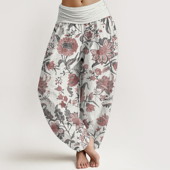 Buddha Stones Pure Cotton Sunflower Pattern Women's Elastic Waist Harem Pants - LavenderBlush - US22，UK/AU26，EU54 (6XL) - image 8
