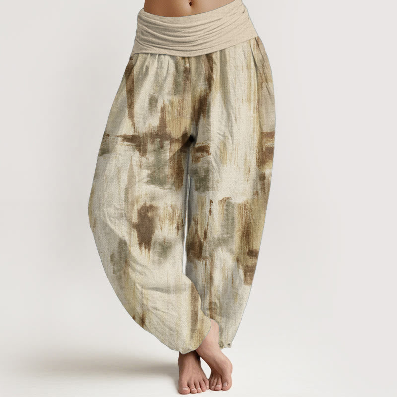 Buddha Stones Pure Cotton Tie Dye Pattern Design Women's Elastic Waist Harem Pants - Cornsilk - US22，UK/AU26，EU54 (6XL) - image 5