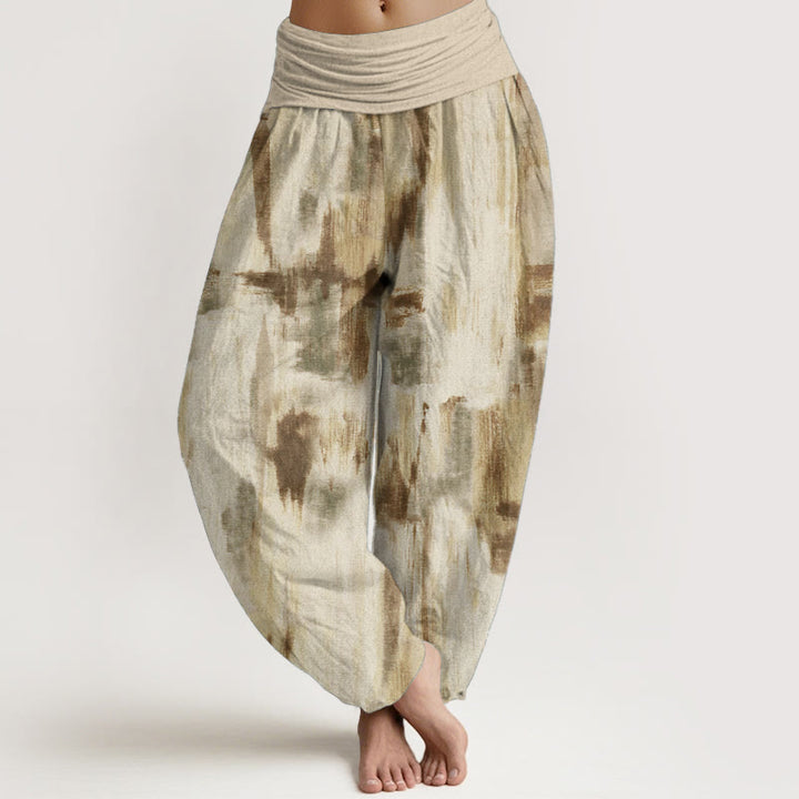 Buddha Stones Pure Cotton Tie Dye Pattern Design Women's Elastic Waist Harem Pants - Cornsilk - US22，UK/AU26，EU54 (6XL) - image 5