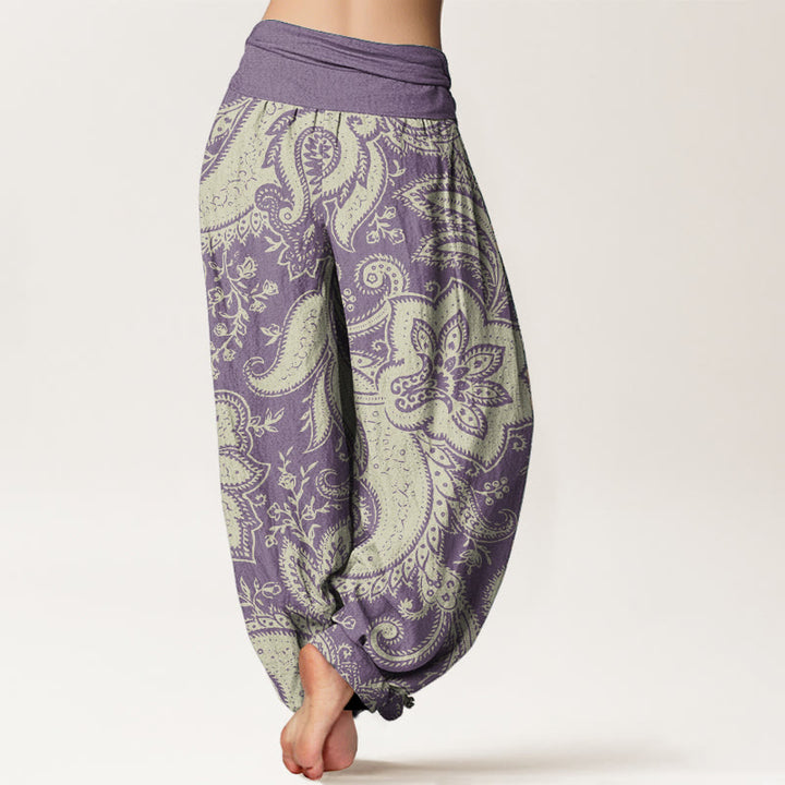 Buddha Stones Pure Cotton Flowers Paisley Patterns Women's Elastic Waist Harem Pants - image 6