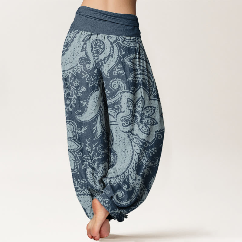 Buddha Stones Pure Cotton Flowers Paisley Patterns Women's Elastic Waist Harem Pants - image 1