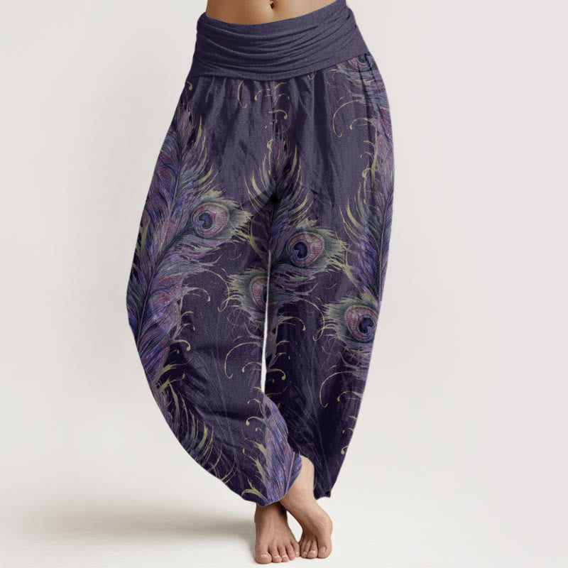 Buddha Stones Pure Cotton Bright Phoenix Pattern Women's Elastic Waist Harem Pants - Indigo - US22，UK/AU26，EU54 (6XL) - image 8