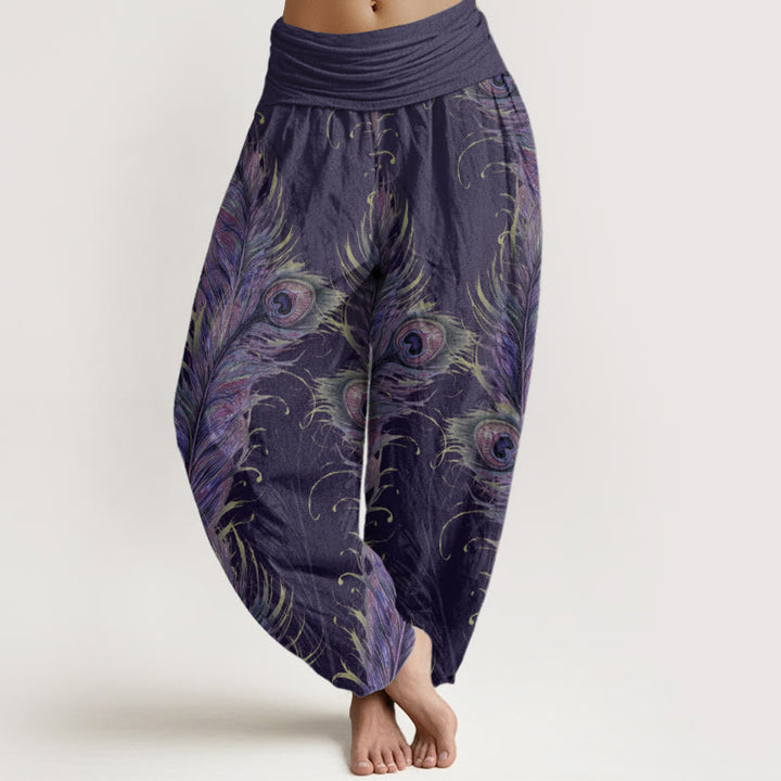 Buddha Stones Pure Cotton Bright Phoenix Pattern Women's Elastic Waist Harem Pants - Indigo - US22，UK/AU26，EU54 (6XL) - image 8