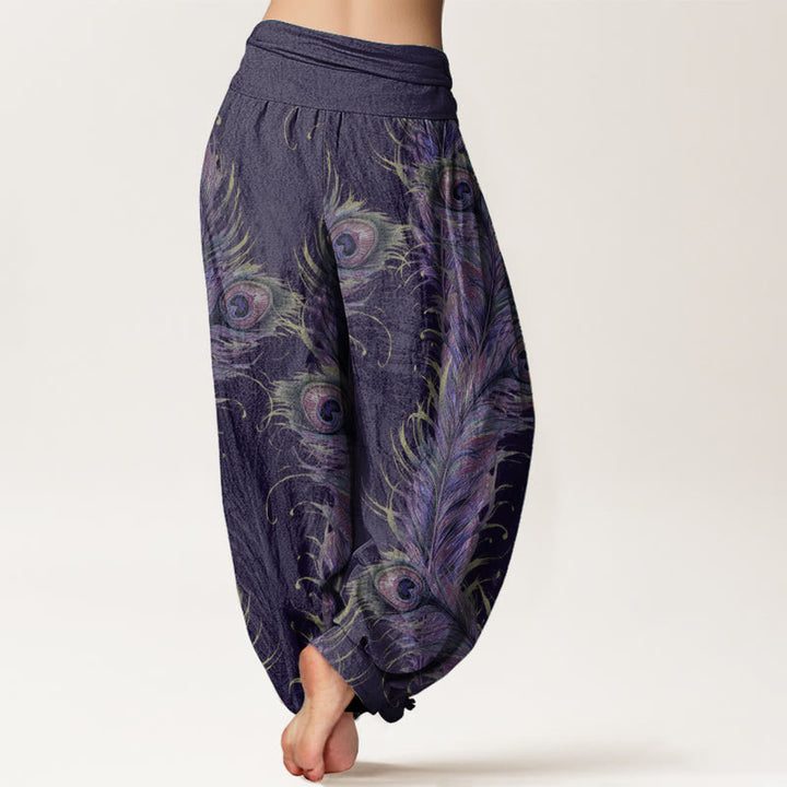 Buddha Stones Pure Cotton Bright Phoenix Pattern Women's Elastic Waist Harem Pants - image 9