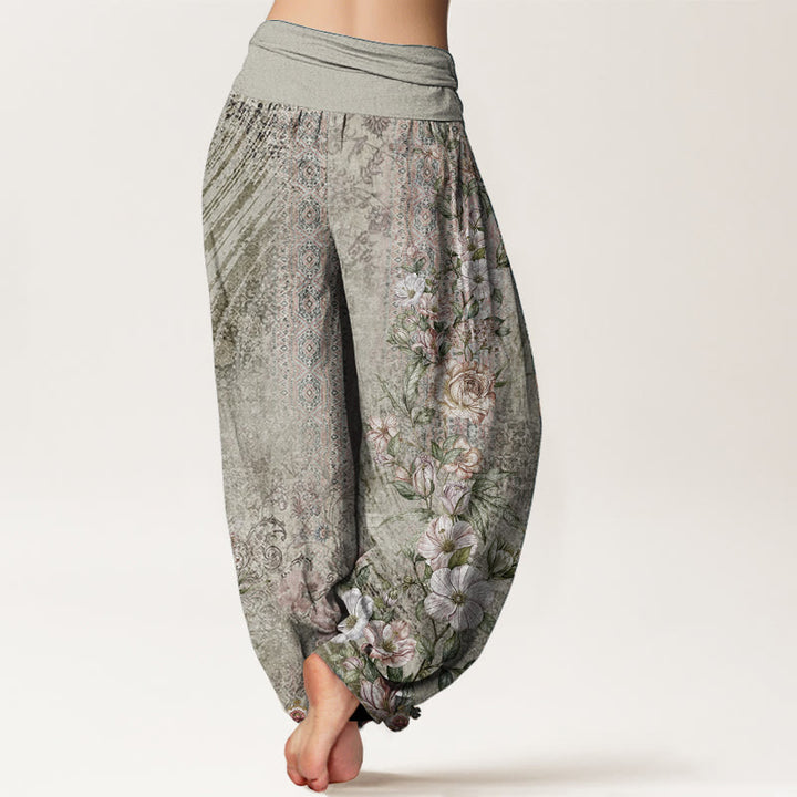 Buddha Stones Pure Cotton Ethnic Floral Ethnic Totem Pattern Women's Elastic Waist Harem Pants - image 6