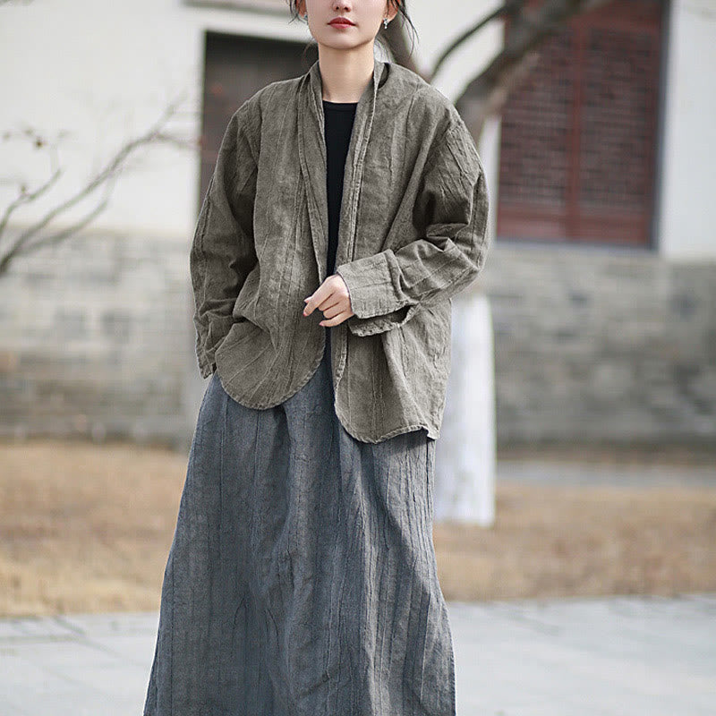 Buddha Stones Solid Color Tie Dye Long Sleeve Zen Meditation Open Front Jacket - image 9