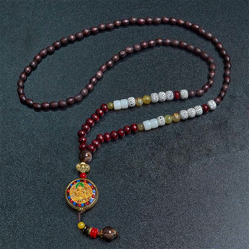 Buddha Stones Tibetan Handmade Wood Beads Om Mani Padme Hum Samantabhadra Bodhisattva Purity Necklace Pendant - image 8