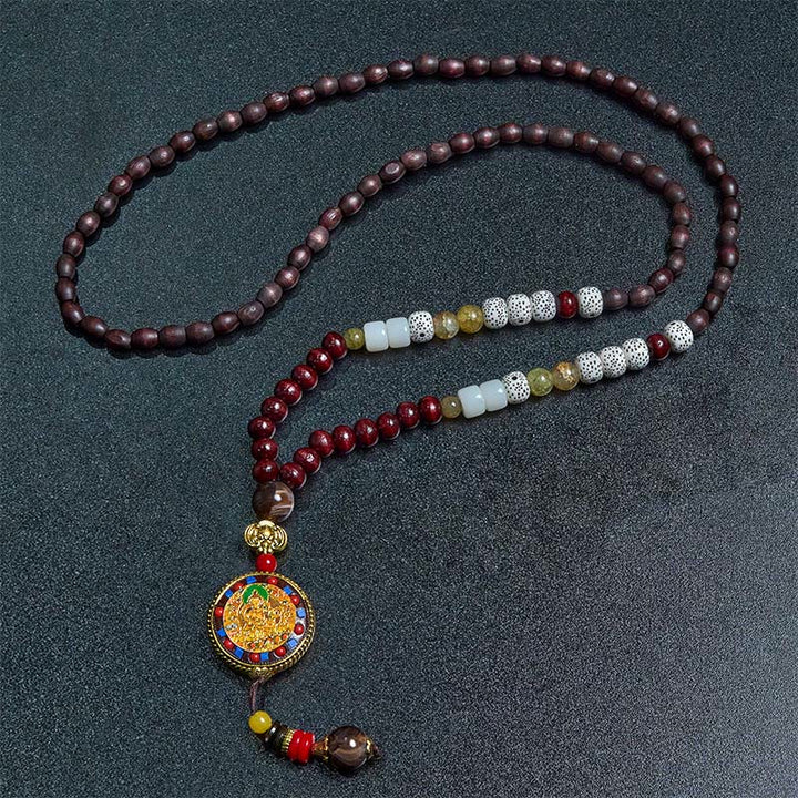 Buddha Stones Tibetan Handmade Wood Beads Om Mani Padme Hum Samantabhadra Bodhisattva Purity Necklace Pendant - image 8