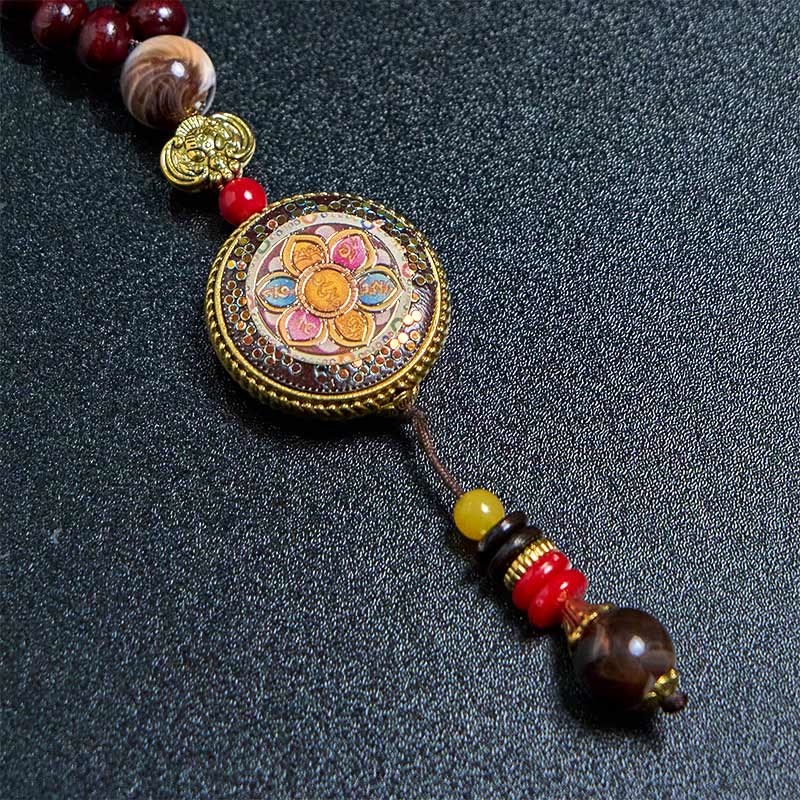 Buddha Stones Tibetan Handmade Wood Beads Om Mani Padme Hum Samantabhadra Bodhisattva Purity Necklace Pendant - image 13