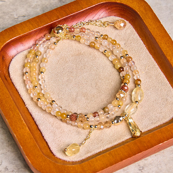 Buddha Stones Natural Citrine Beads Pleasure Multi Layer Bracelet - image 2