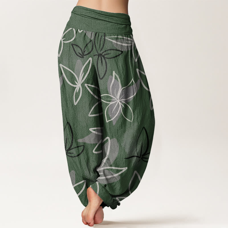 Buddha Stones Casual Flower Pattern Women's Elastic Waist Harem Pants - image 1