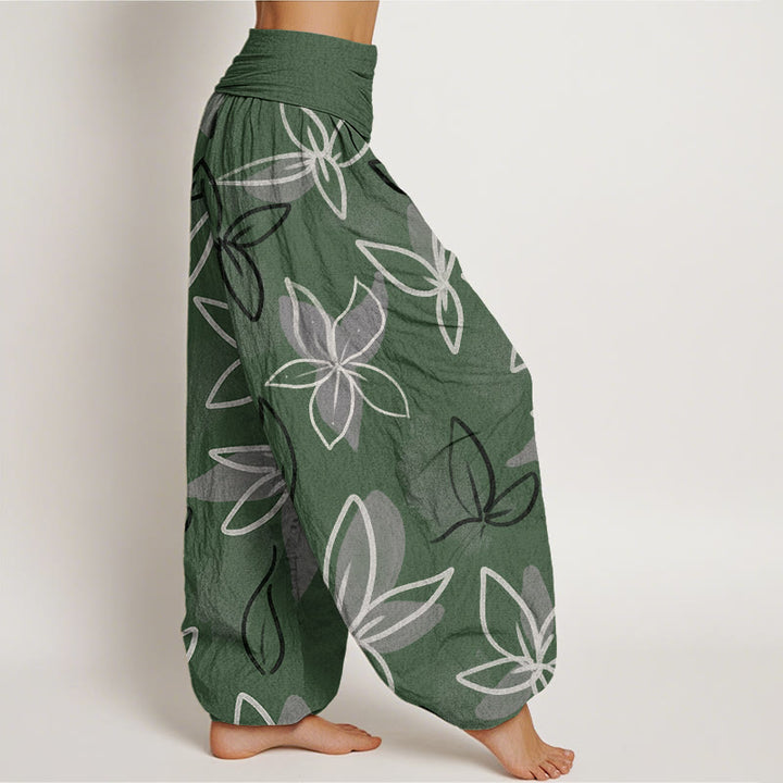 Buddha Stones Casual Flower Pattern Women's Elastic Waist Harem Pants - image 2