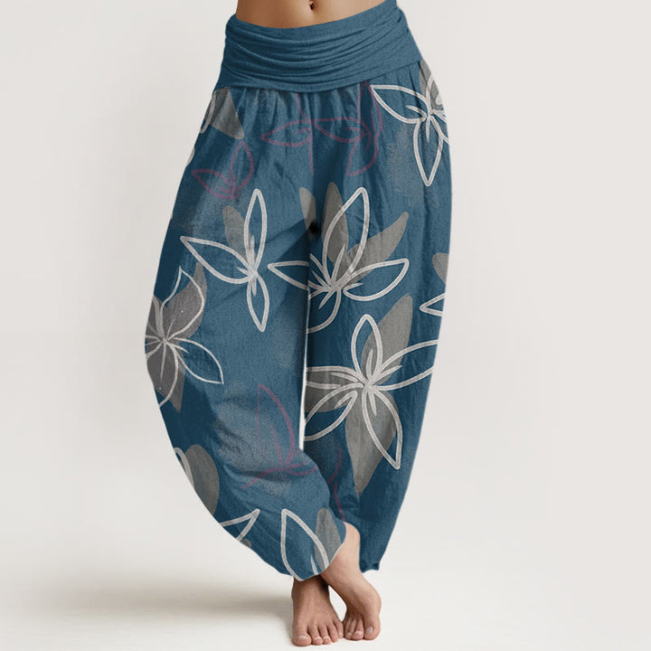 Buddha Stones Casual Flower Pattern Women's Elastic Waist Harem Pants - SteelBlue - US22，UK/AU26，EU54 (6XL) - image 4