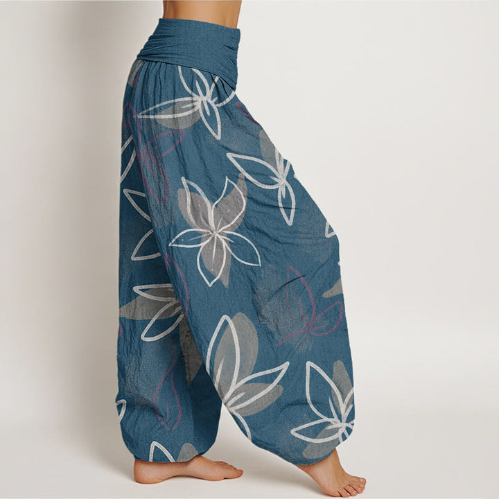 Buddha Stones Casual Flower Pattern Women's Elastic Waist Harem Pants - image 6