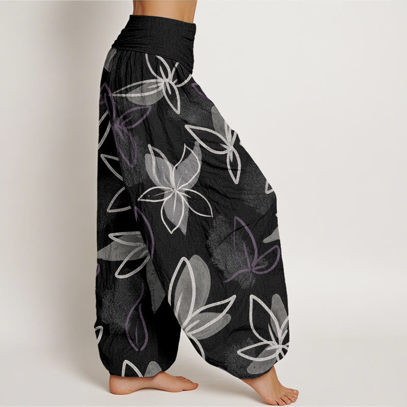 Buddha Stones Casual Flower Pattern Women's Elastic Waist Harem Pants - image 9