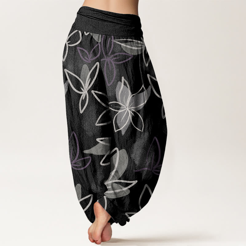Buddha Stones Casual Flower Pattern Women's Elastic Waist Harem Pants - image 8