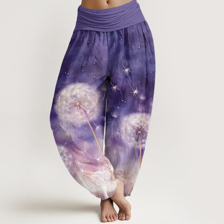 Buddha Stones Casual Dandelion Pattern Women's Elastic Waist Harem Pants - DarkViolet - US22，UK/AU26，EU54 (6XL) - image 0