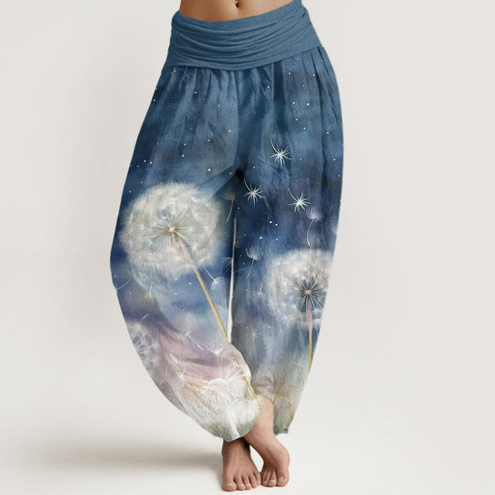 Buddha Stones Casual Dandelion Pattern Women's Elastic Waist Harem Pants - SteelBlue - US22，UK/AU26，EU54 (6XL) - image 4