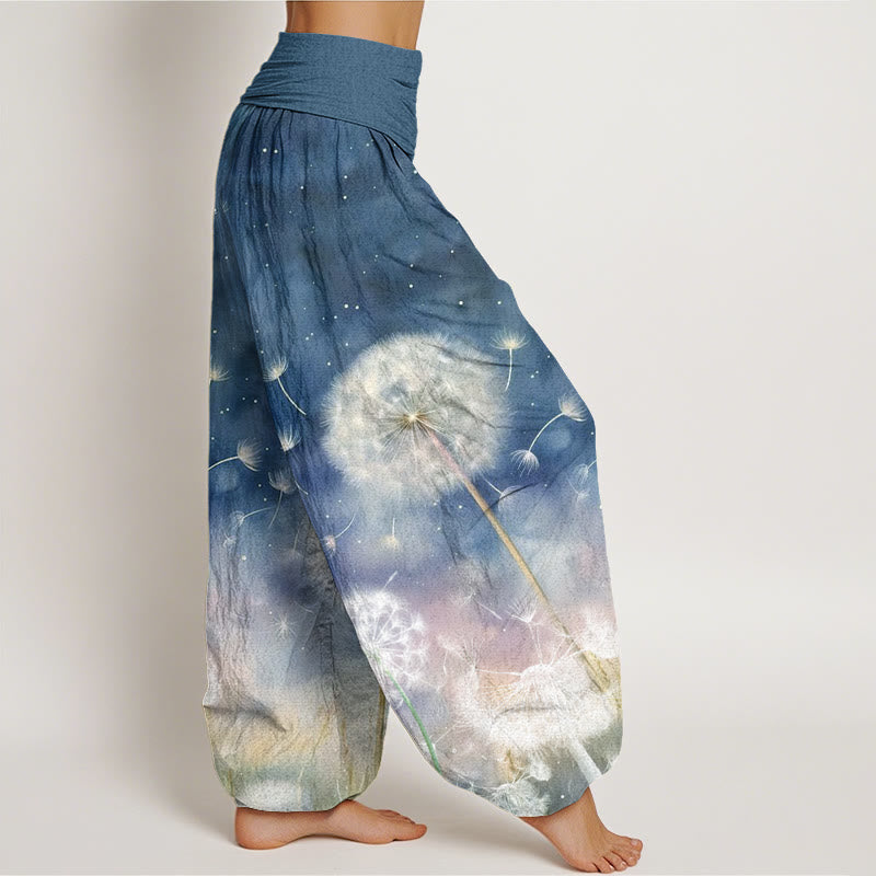 Buddha Stones Casual Dandelion Pattern Women's Elastic Waist Harem Pants - image 6