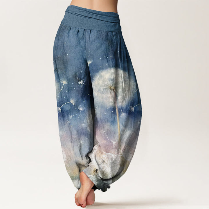Buddha Stones Cotton Casual Dandelion Pattern Women's Elastic Waist Harem Pants - image 5
