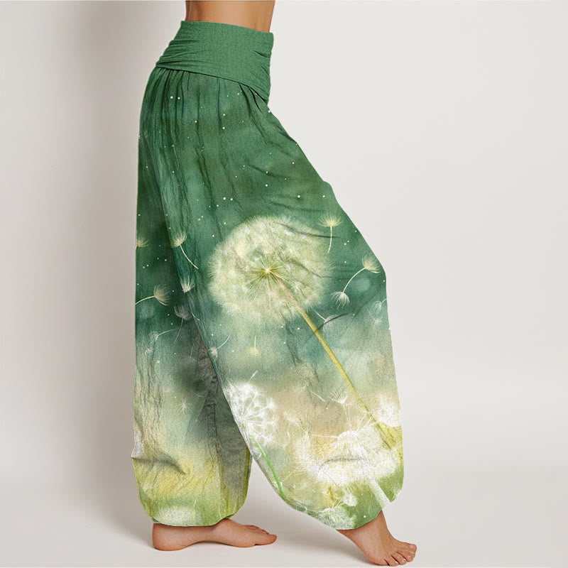 Buddha Stones Casual Dandelion Pattern Women's Elastic Waist Harem Pants - image 9