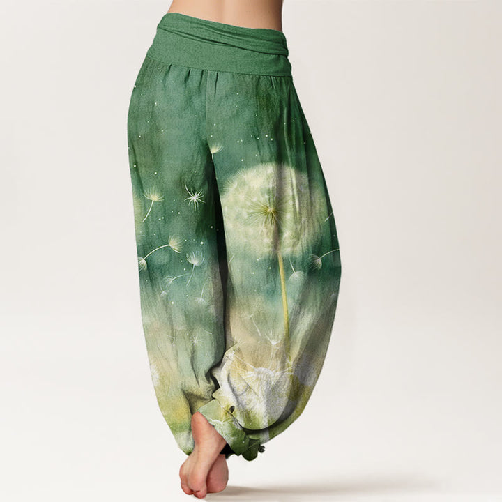 Buddha Stones Cotton Casual Dandelion Pattern Women's Elastic Waist Harem Pants - image 8