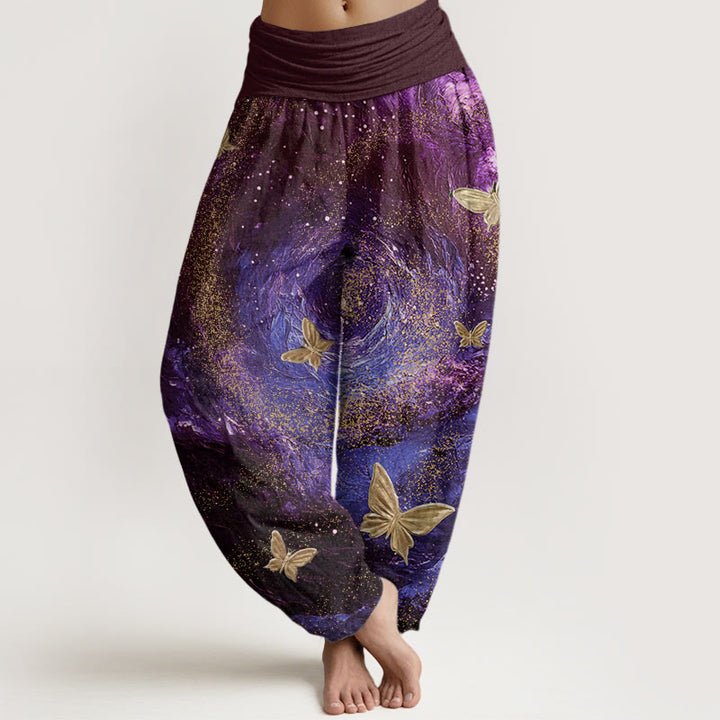Buddha Stones Casual Nebulae Butterfly Pattern Women's Elastic Waist Harem Pants - Purple - US22，UK/AU26，EU54 (6XL) - image 4