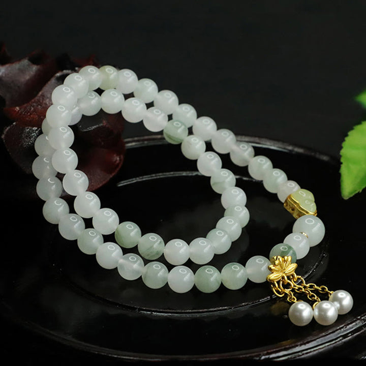 Buddha Stones Natural Tianshan Jade Lotus Gourd Double Circle Prosperity Bracelet - image 7
