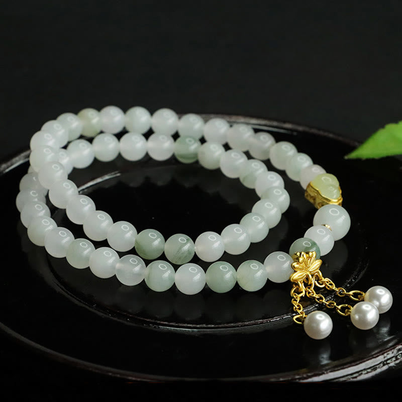 Buddha Stones Natural Tianshan Jade Lotus Gourd Double Circle Prosperity Bracelet - image 2