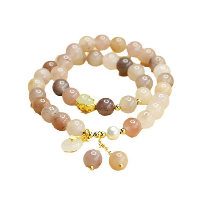 Buddha Stones Natural Golden Silk Jade Double Layer Gourd Peace Buckle Luck Bracelet - image 8