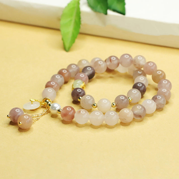 Buddha Stones Natural Golden Silk Jade Double Layer Gourd Peace Buckle Luck Bracelet - image 3
