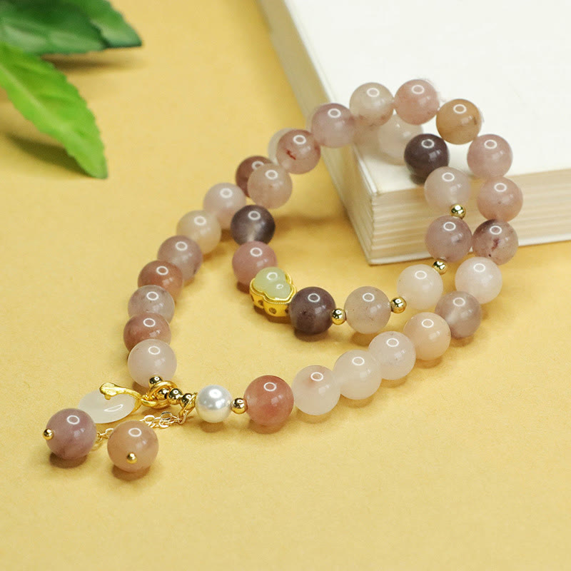 Buddha Stones Natural Golden Silk Jade Double Layer Gourd Peace Buckle Luck Bracelet - image 7