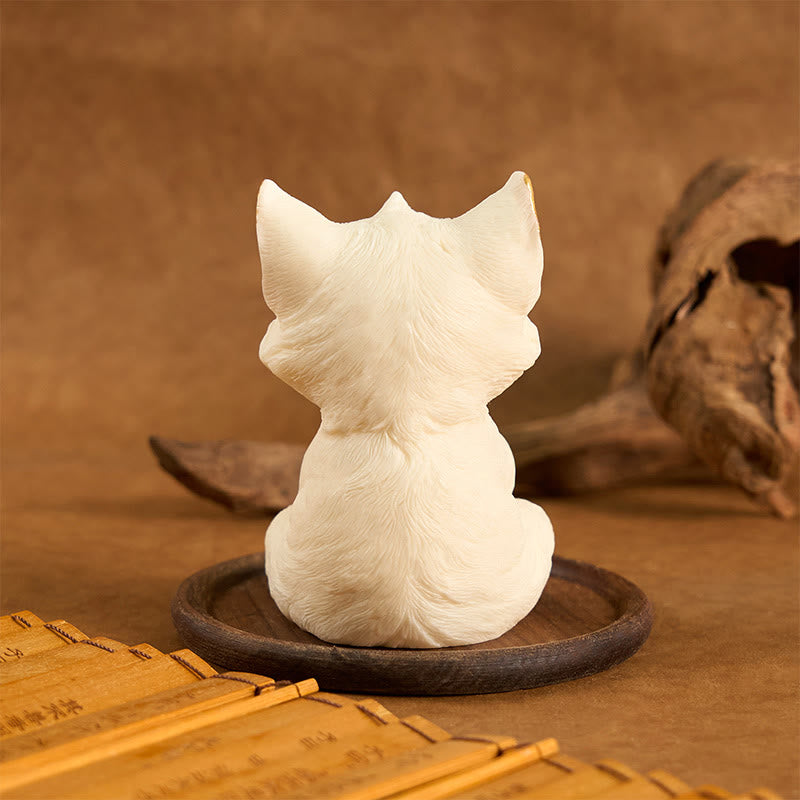 Buddha Stones Nine Tailed Fox Carved Ivory Fruit Blessing Home Decoration - image 11
