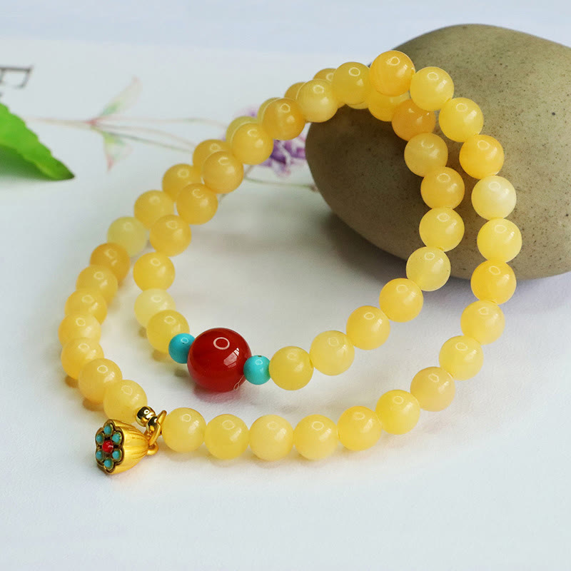 Buddha Stones Topaz Red Agate Bead Fortune Bracelet - image 1