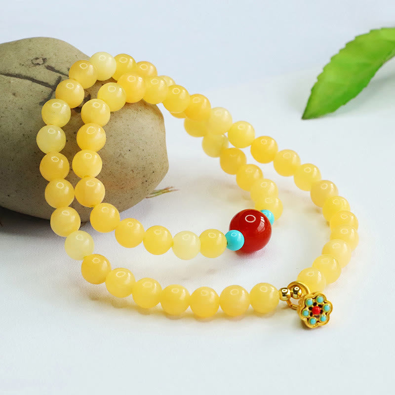 Buddha Stones Topaz Red Agate Bead Fortune Bracelet - Topaz(Wrist Circumference: 15-17cm) - image 0