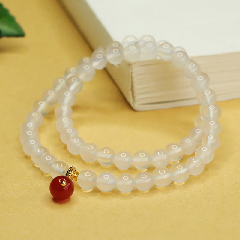 Buddha Stones Natural Chalcedony Red Agate Bead Double Layer Harmony Positive Bracelet - image 1