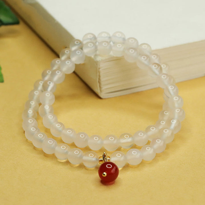 Buddha Stones Natural Chalcedony Red Agate Bead Double Layer Harmony Positive Bracelet - image 2