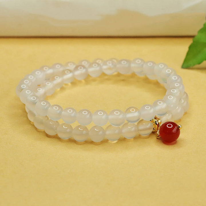 Buddha Stones Natural Chalcedony Red Agate Bead Double Layer Harmony Positive Bracelet - image 5