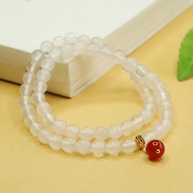 Buddha Stones Natural Chalcedony Red Agate Bead Double Layer Harmony Positive Bracelet - image 4