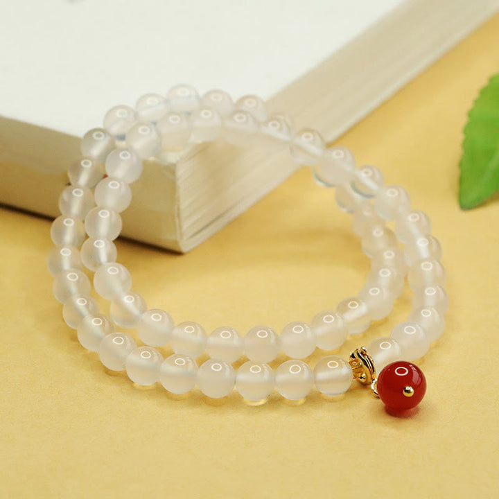 Buddha Stones Natural Chalcedony Red Agate Bead Double Layer Harmony Positive Bracelet - image 4