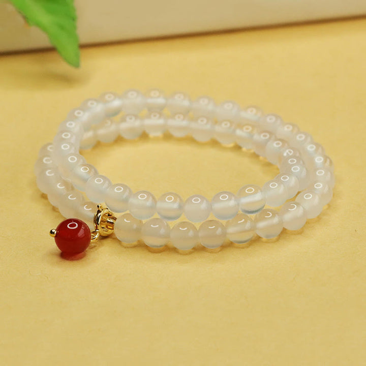Buddha Stones Natural Chalcedony Red Agate Bead Double Layer Harmony Positive Bracelet - image 3