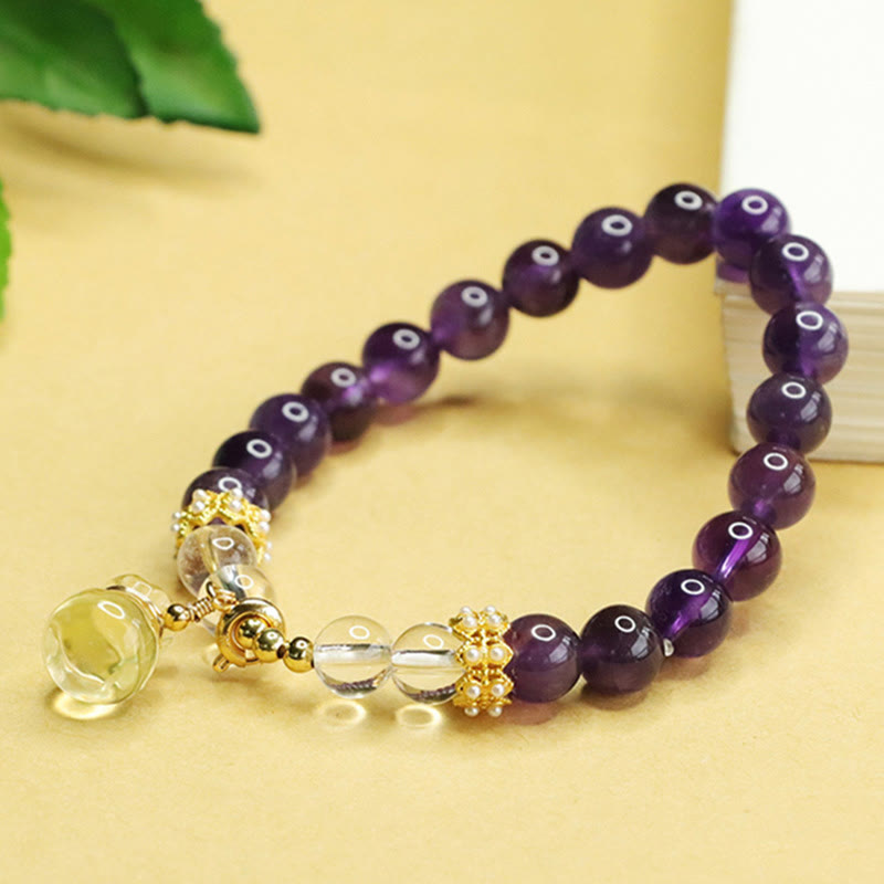 Buddha Stones Natural Amethyst Citrine Money Bag Balance Bracelet - image 1