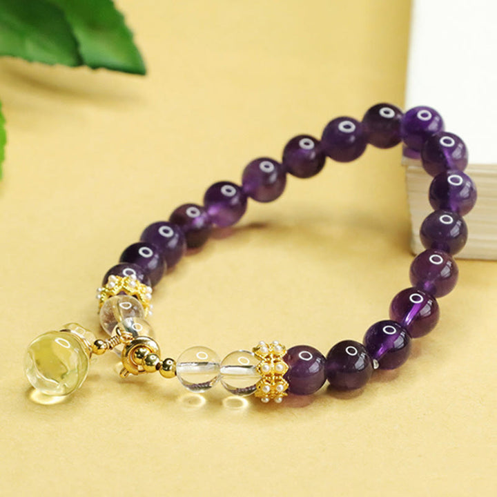 Buddha Stones Natural Amethyst Citrine Money Bag Balance Bracelet - image 1
