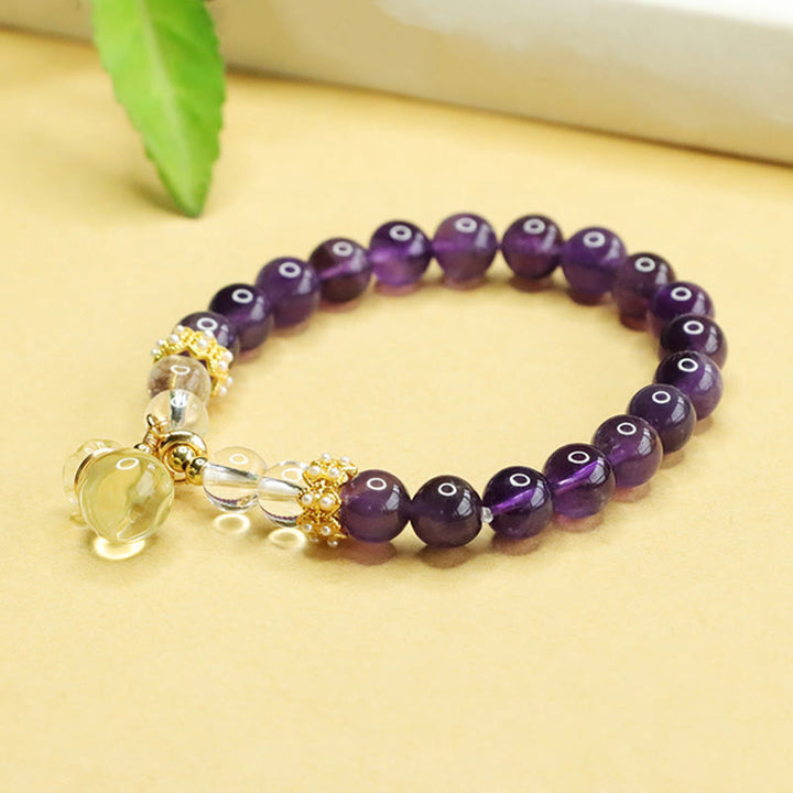 Buddha Stones Natural Amethyst Citrine Money Bag Balance Bracelet - image 3