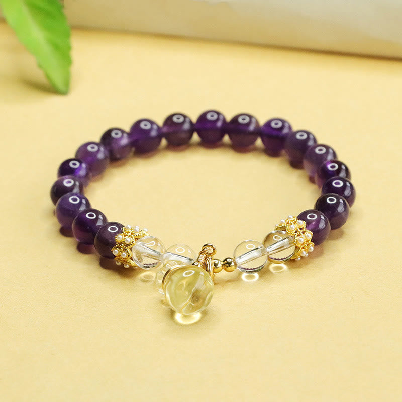 Buddha Stones Natural Amethyst Citrine Money Bag Balance Bracelet - Amethyst(Wrist Circumference 14-16cm) - image 0
